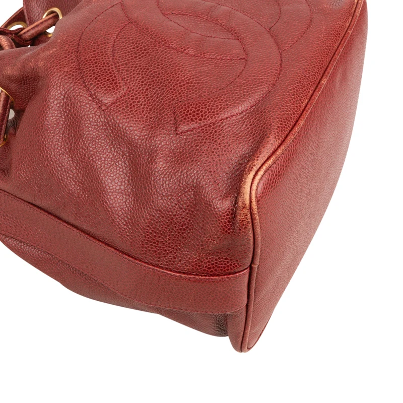 Chanel Caviar Leather CC Drawstring Bucket Crossbody Bag