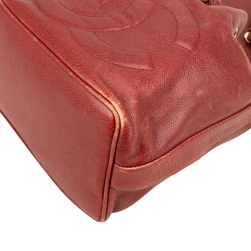 Chanel Caviar Leather CC Drawstring Bucket Crossbody Bag