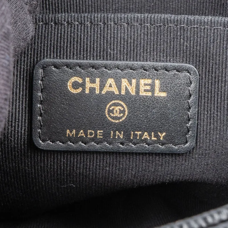 Chanel Quilted Caviar Leather Side Chain Clutch Bag