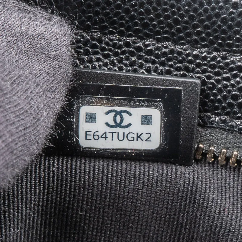 Chanel Quilted Caviar Leather Side Chain Clutch Bag
