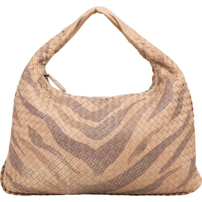 Bottega Ventea Intrecciato Leather Zebra Print Belly Shoulder Bag