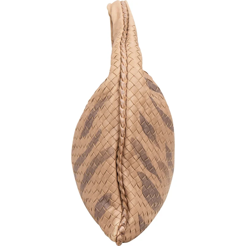 Bottega Ventea Intrecciato Leather Zebra Print Belly Shoulder Bag