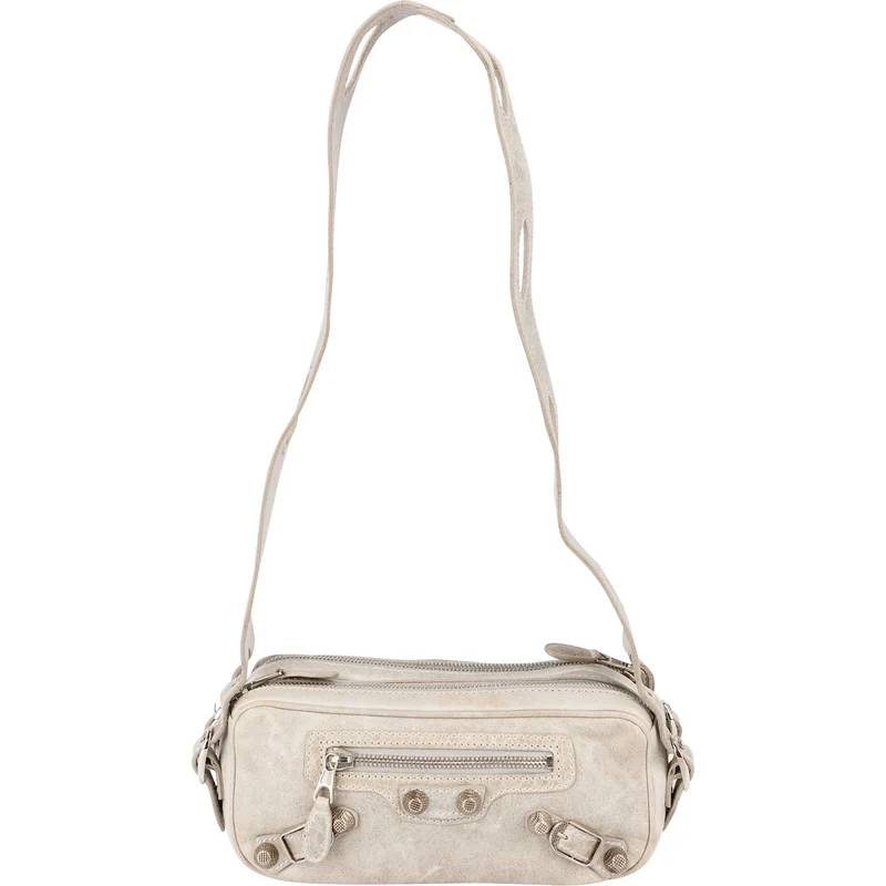 Balenciaga Grey Leather Classic City Double Pocket Hip Shoulder Bag