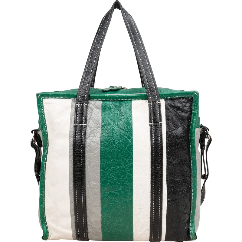 Balenciaga Tricolor Calfskin Leather Bazar Small Tote Crossbody Handbag