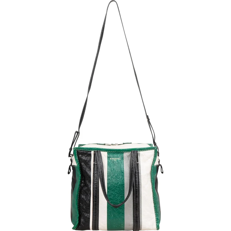 Balenciaga Tricolor Calfskin Leather Bazar Small Tote Crossbody Handbag