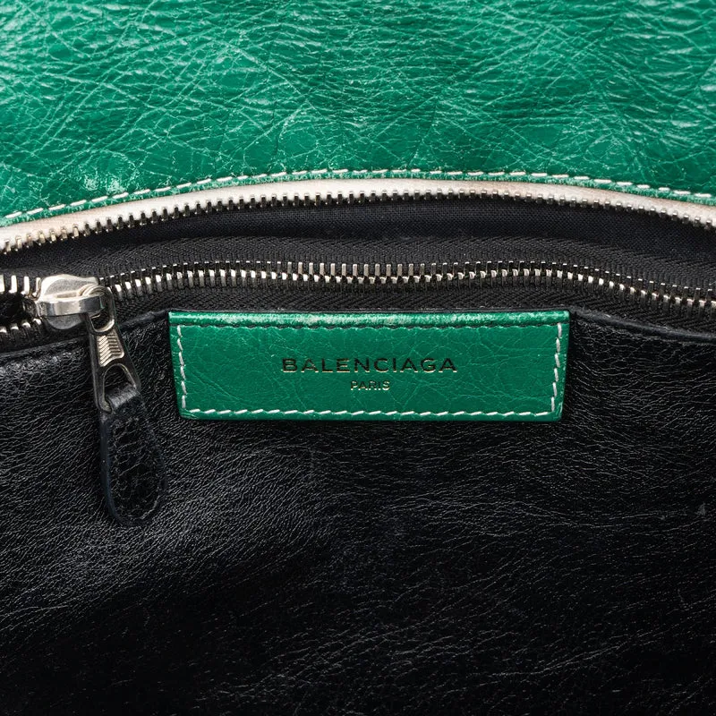 Balenciaga Tricolor Calfskin Leather Bazar Small Tote Crossbody Handbag