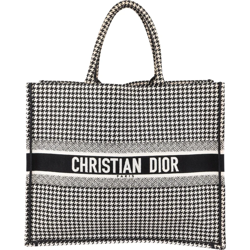 Christian Dior Houndstooth Monogram Canvas Book Tote Handbag