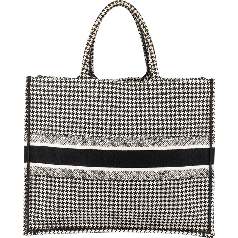 Christian Dior Houndstooth Monogram Canvas Book Tote Handbag