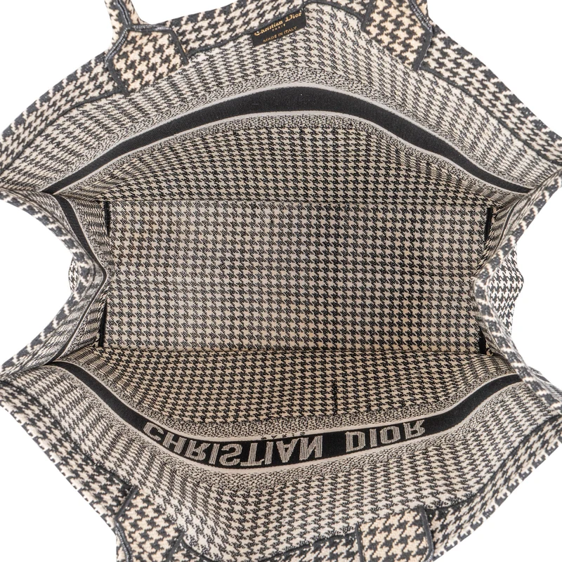 Christian Dior Houndstooth Monogram Canvas Book Tote Handbag