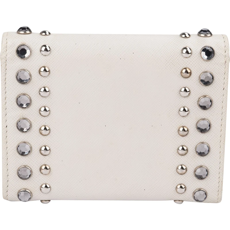 Prada Saffiano Leather Studded Crystal Wallet