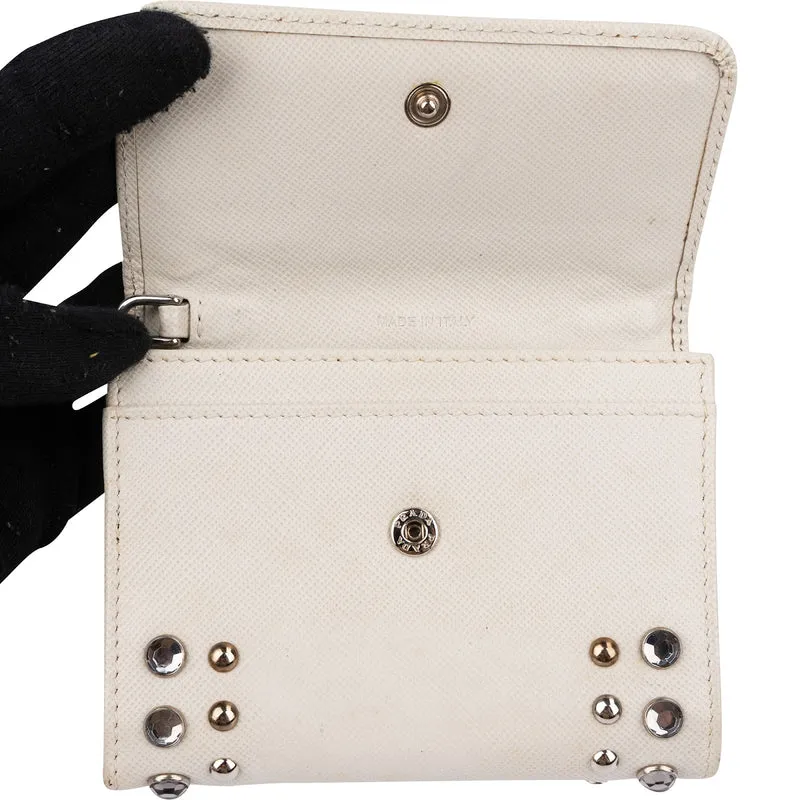 Prada Saffiano Leather Studded Crystal Wallet