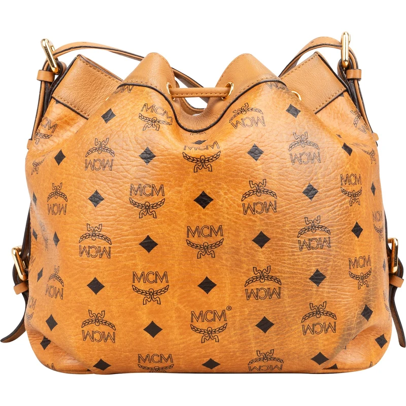 MCM Monogram Visetos Heritage Drawstring Bucket Crossbody Bag