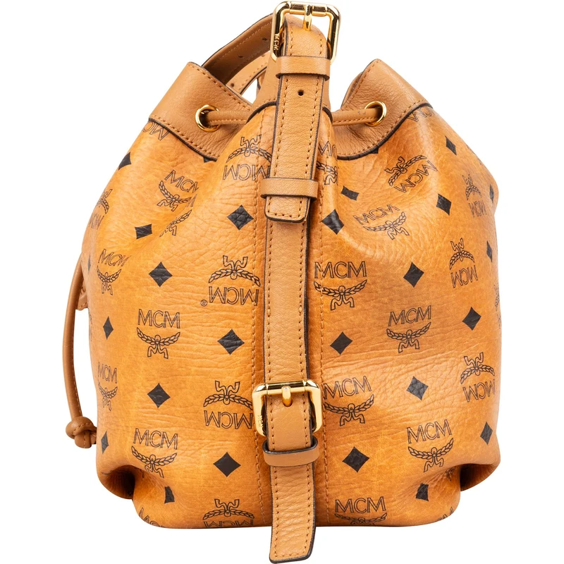 MCM Monogram Visetos Heritage Drawstring Bucket Crossbody Bag