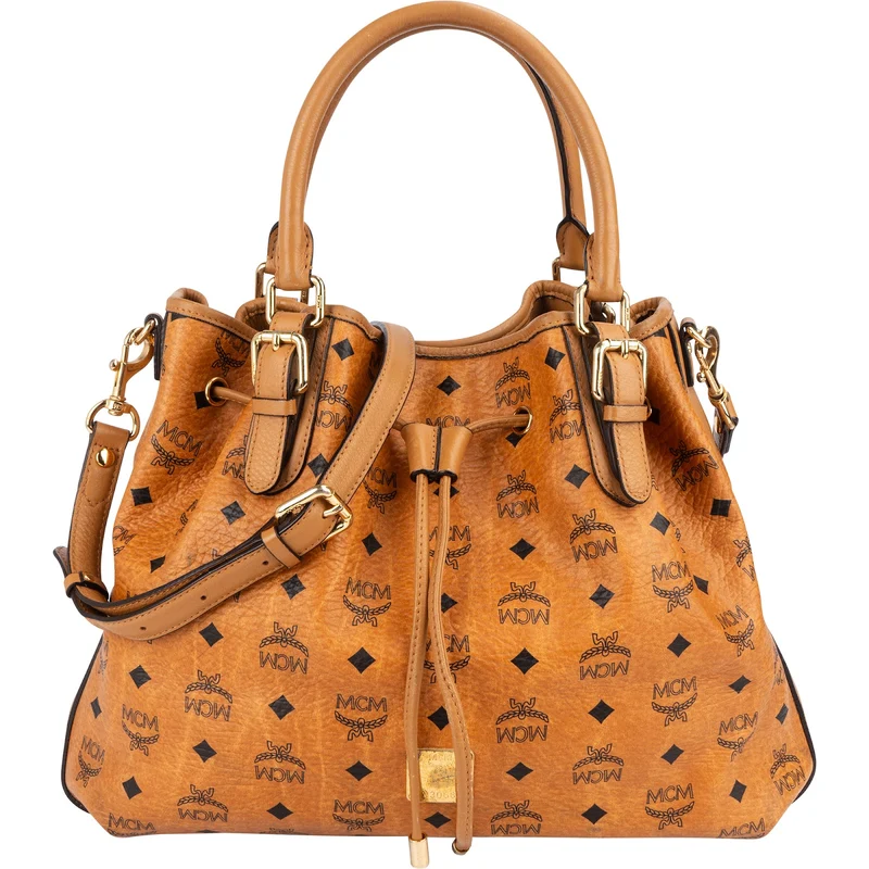 MCM Monogram Visetos Drawstring Hobo Handbag