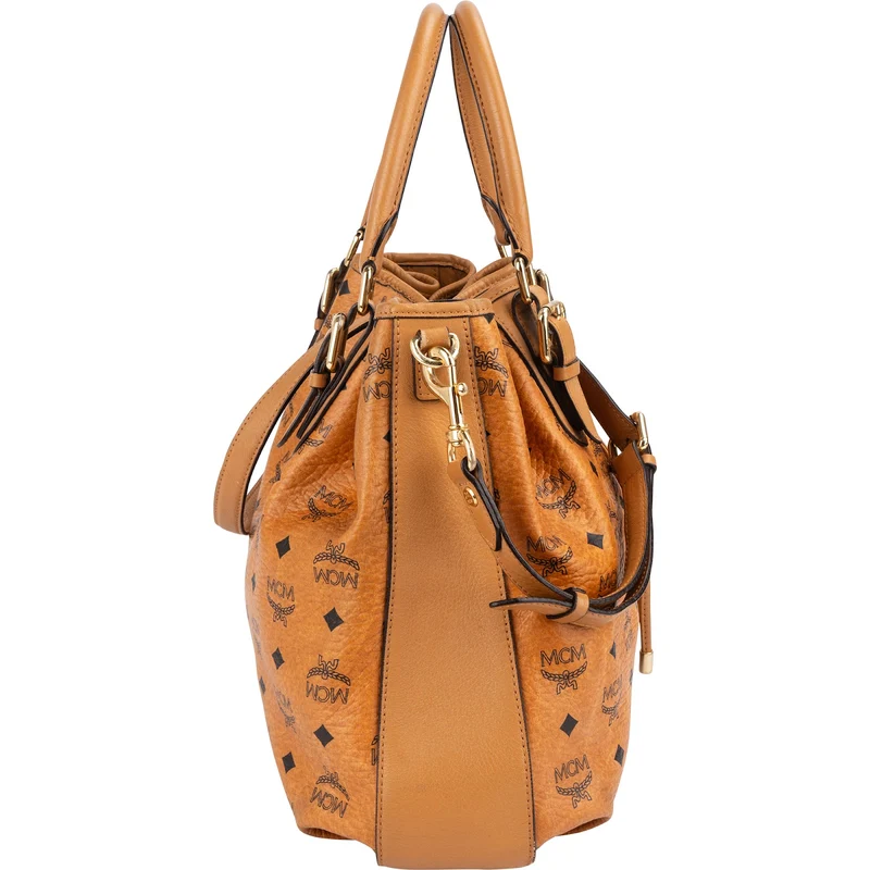 MCM Monogram Visetos Drawstring Hobo Handbag