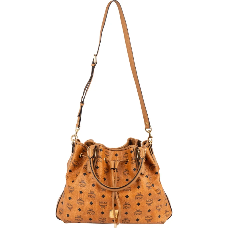 MCM Monogram Visetos Drawstring Hobo Handbag