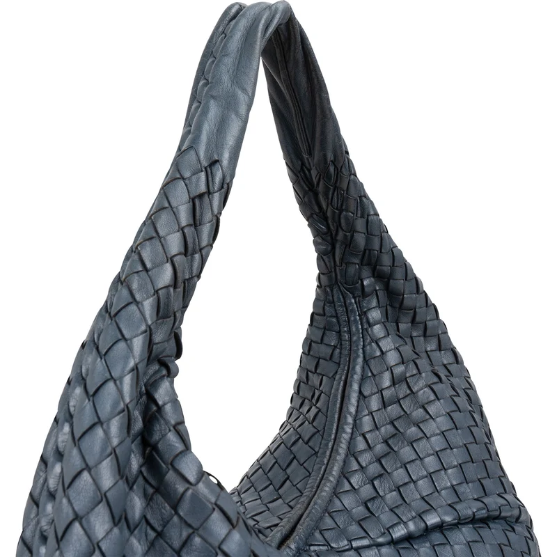Bottega Veneta Blue Intrecciato Quilted Leather Belly Shoulder Bag