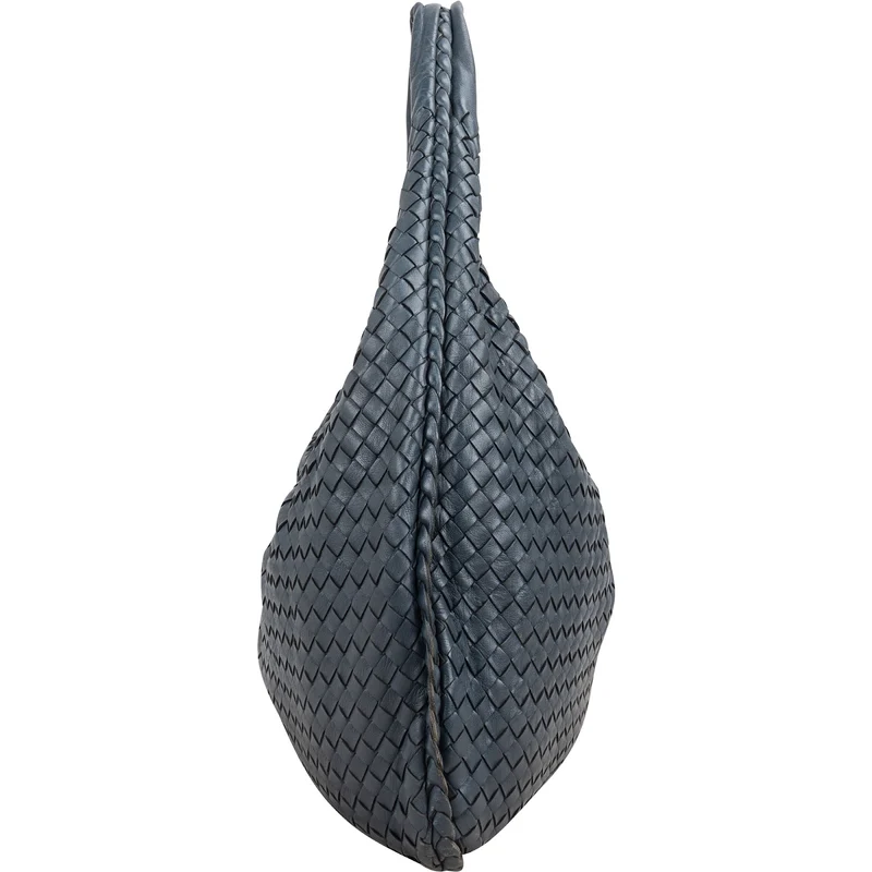 Bottega Veneta Blue Intrecciato Quilted Leather Belly Shoulder Bag