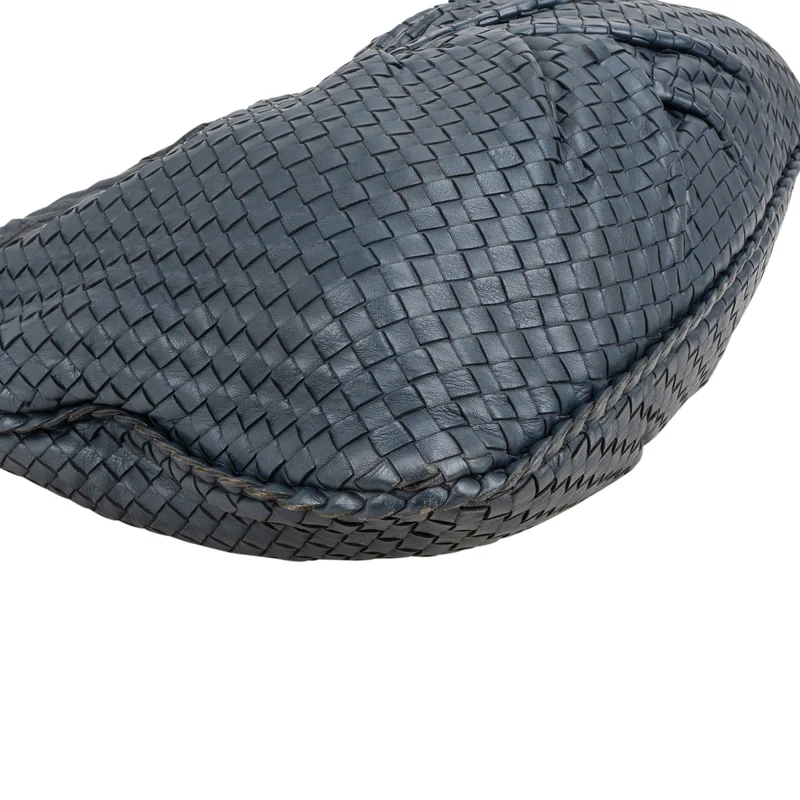 Bottega Veneta Blue Intrecciato Quilted Leather Belly Shoulder Bag