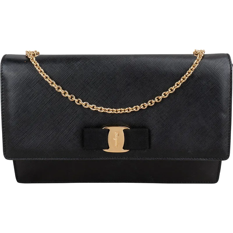 Salvatore Ferragamo Saffiano Leather Vara Bow Flap Crossbody Bag