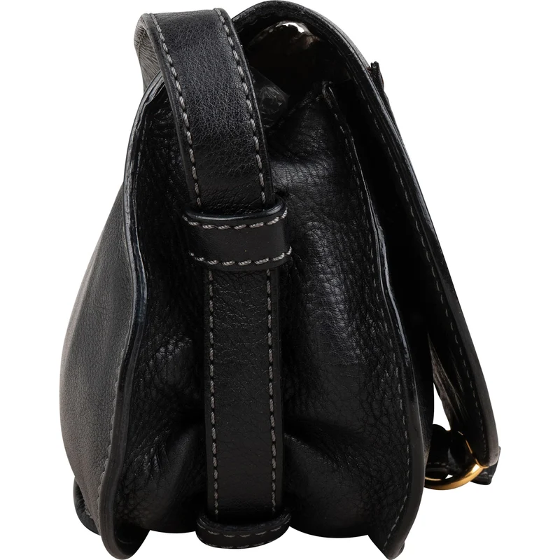 Chloé Black Leather Marcie Small Saddle Crossbody Bag