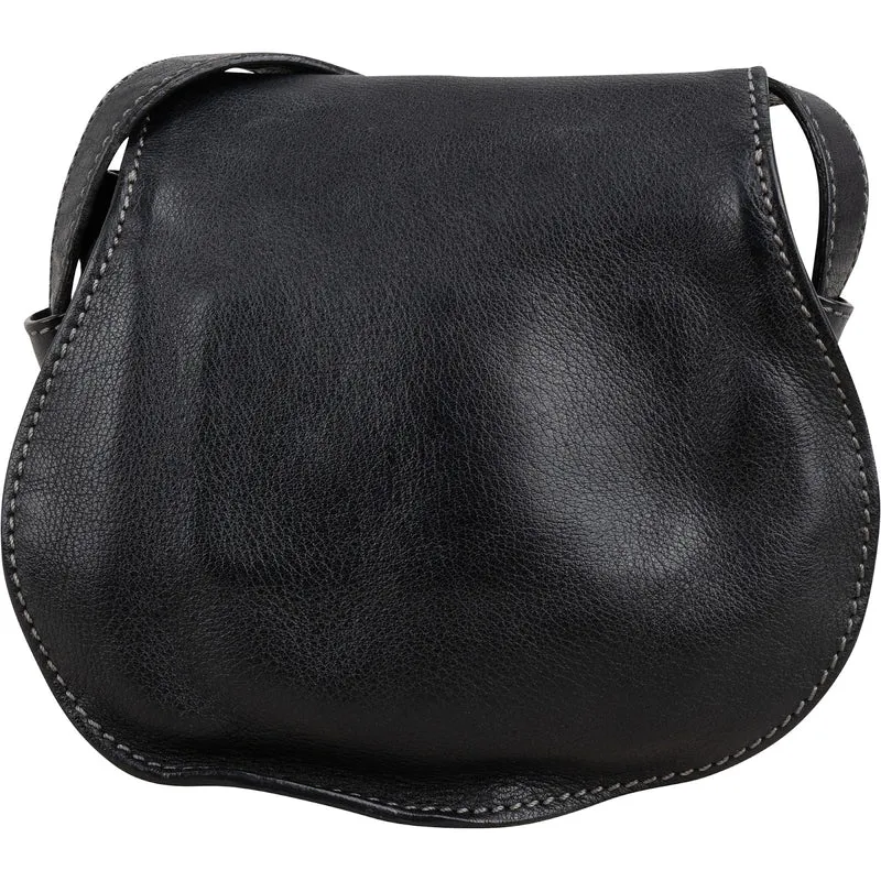 Chloé Black Leather Marcie Small Saddle Crossbody Bag