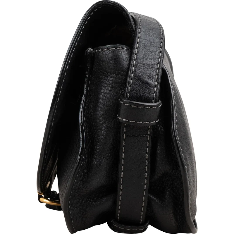 Chloé Black Leather Marcie Small Saddle Crossbody Bag