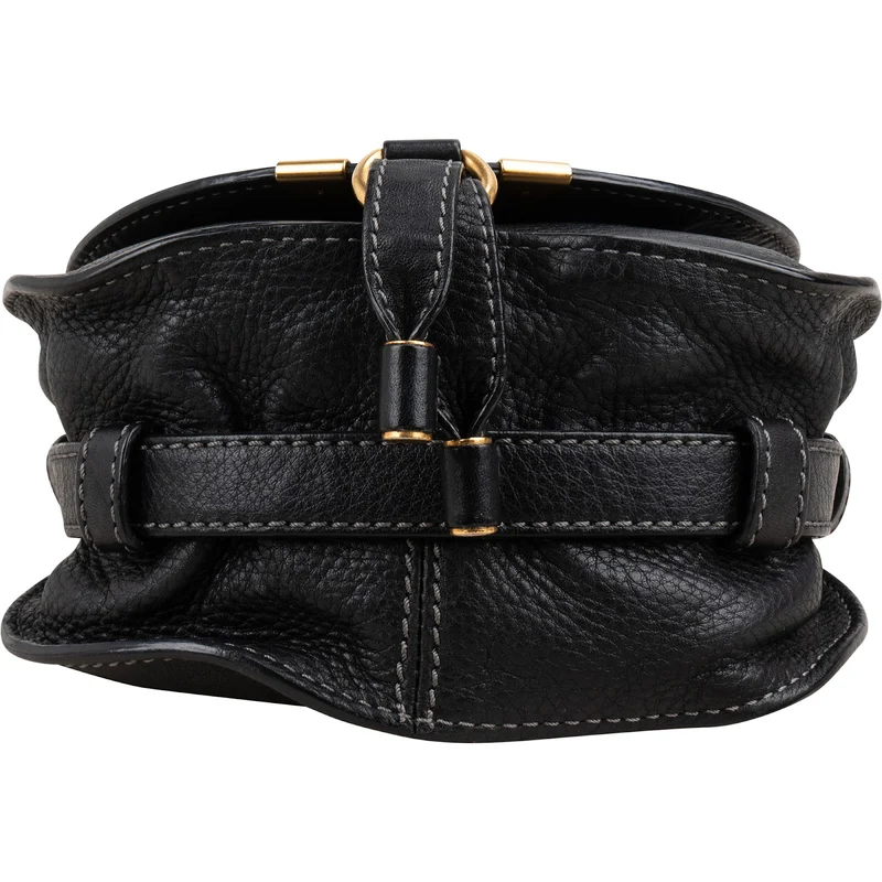 Chloé Black Leather Marcie Small Saddle Crossbody Bag