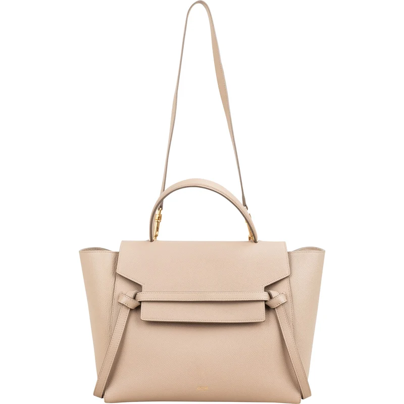 Celine Beige Grained Calfskin Belt Handbag