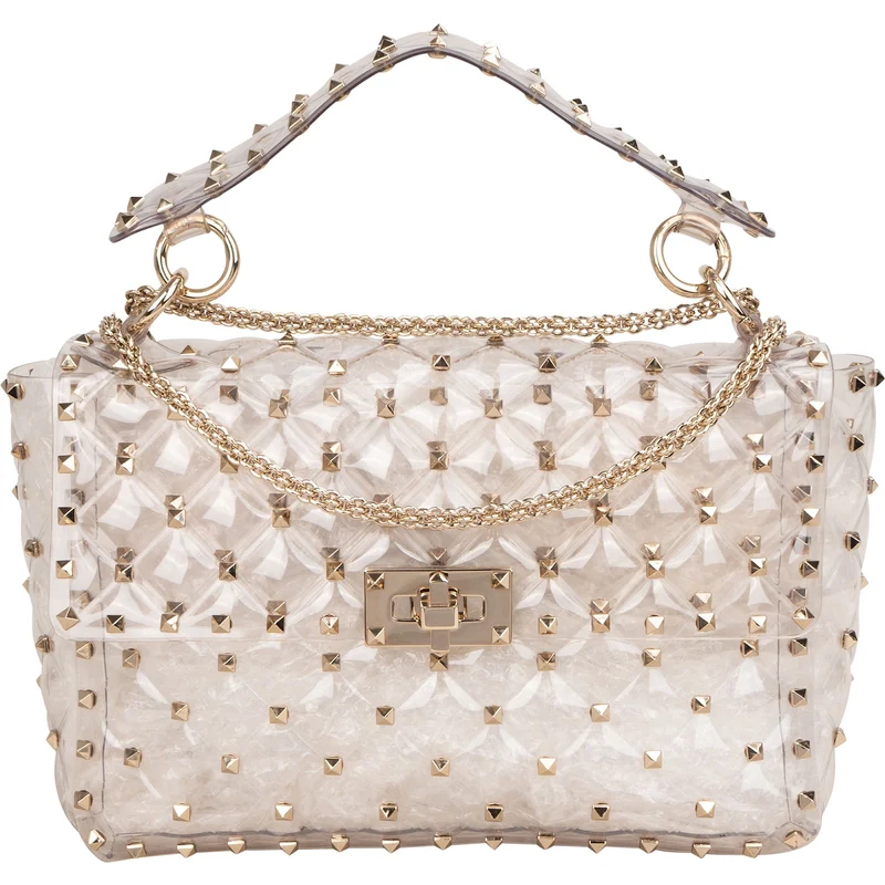 Valentino Garavani PVC Rockstud Spike Flap Crossbody Handbag