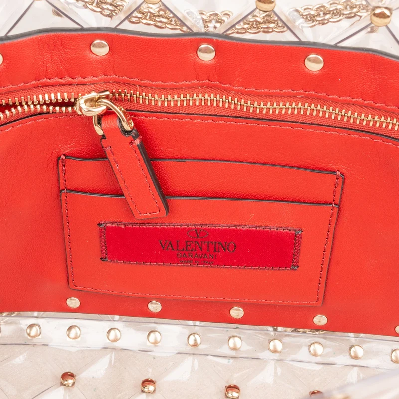 Valentino Garavani PVC Rockstud Spike Flap Crossbody Handbag