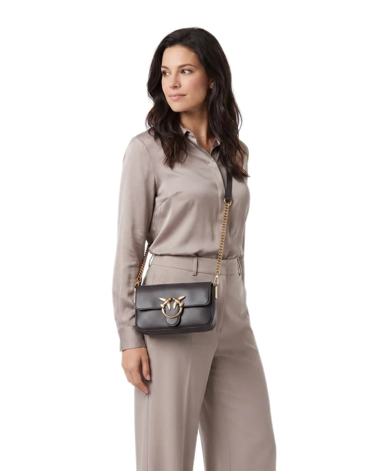 Pinko Love One Mini Slouchy Umhängetasche marrone marasca/antique gold