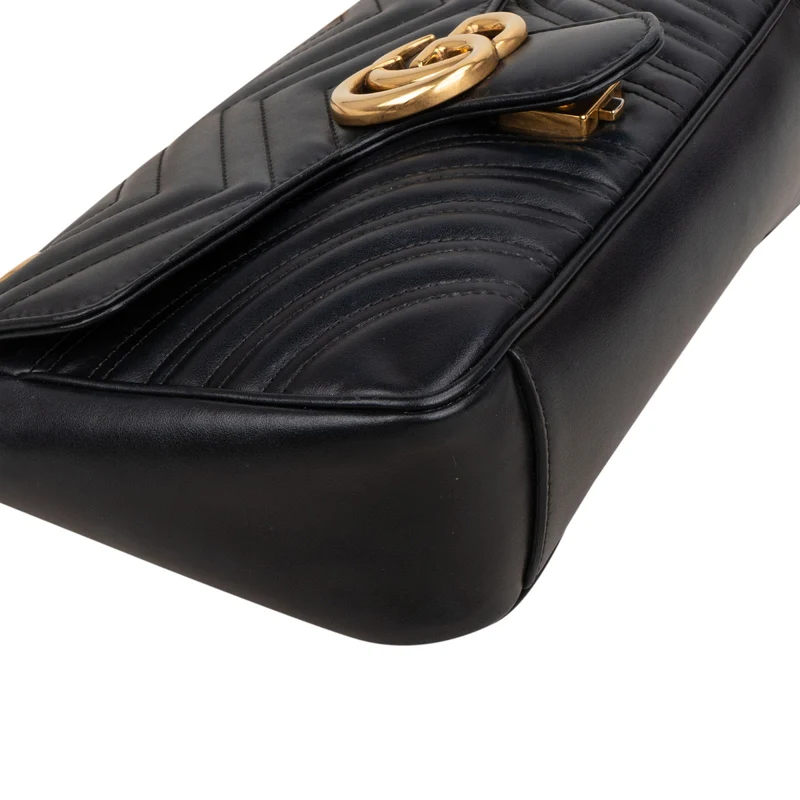 Gucci Chevron Leather GG Marmont Camera Crossbody Bag