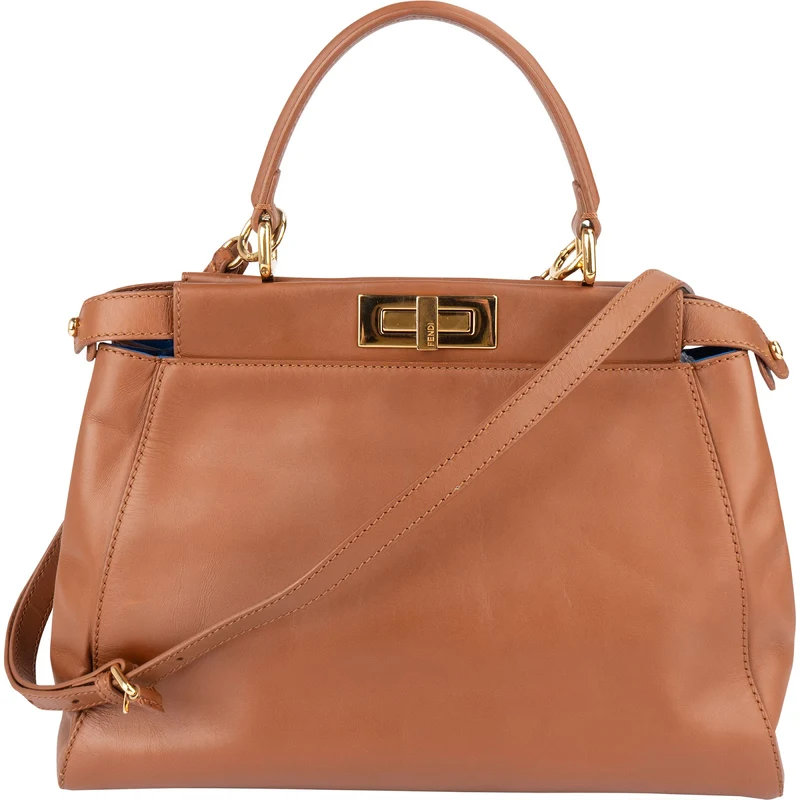 Fendi Brown Leather Peekaboo Handbag