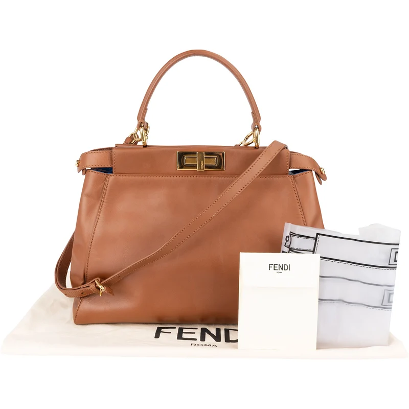 Fendi Brown Leather Peekaboo Handbag