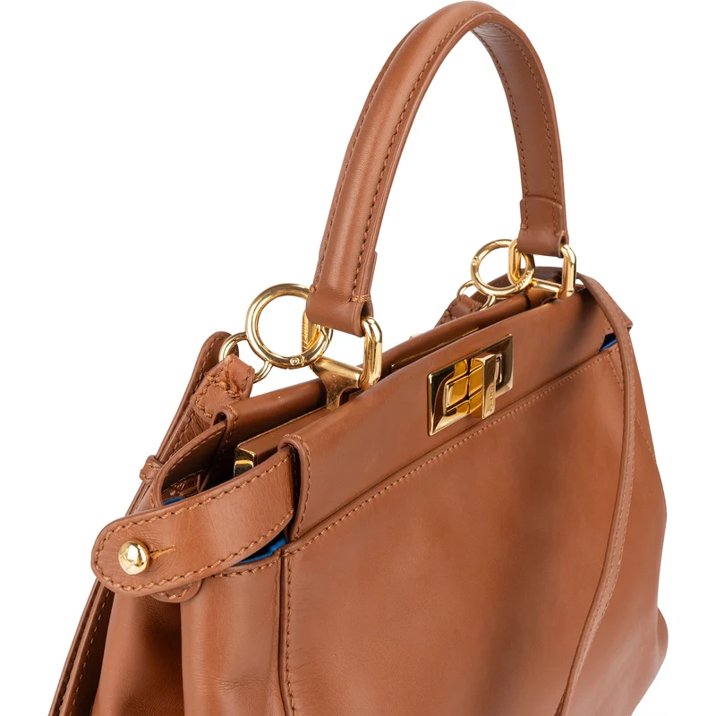 Fendi Brown Leather Peekaboo Handbag