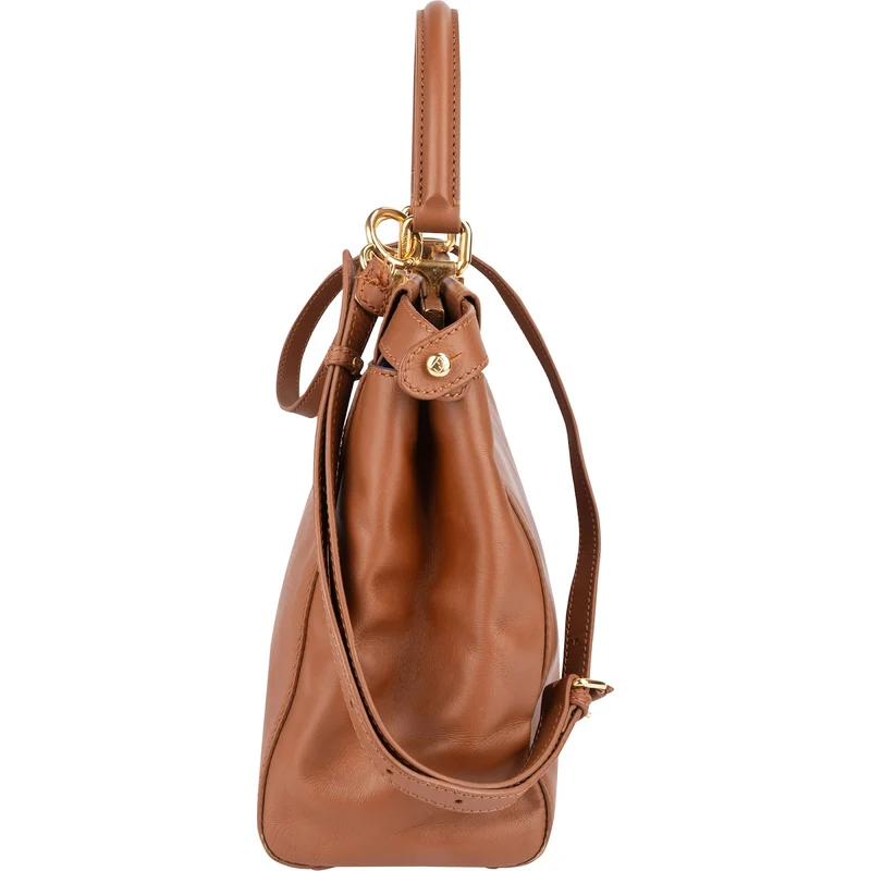 Fendi Brown Leather Peekaboo Handbag