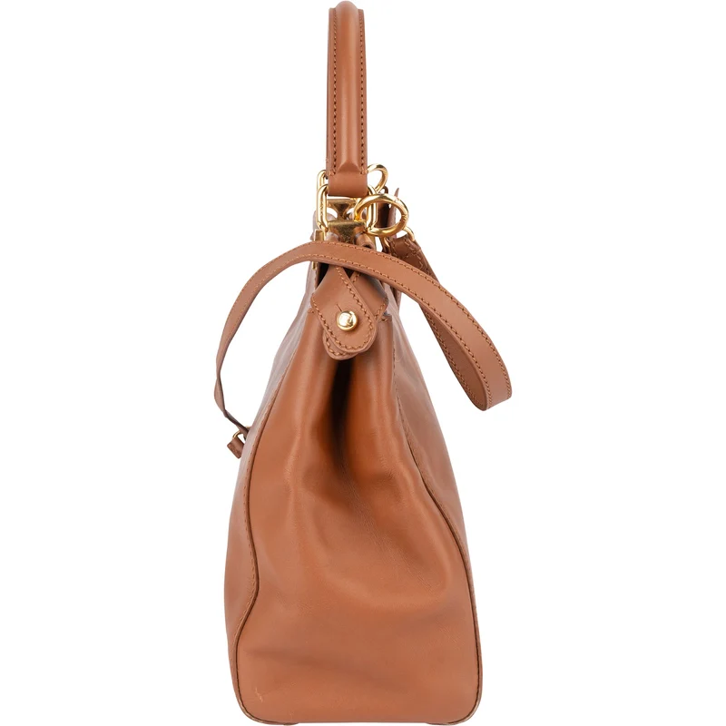 Fendi Brown Leather Peekaboo Handbag