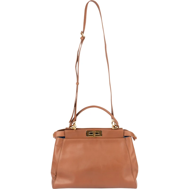 Fendi Brown Leather Peekaboo Handbag