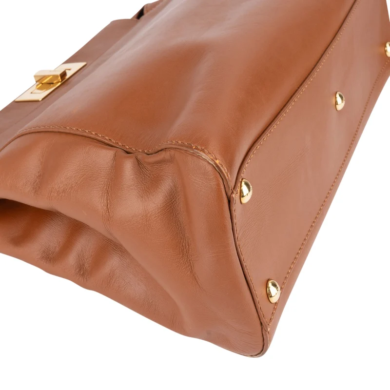 Fendi Brown Leather Peekaboo Handbag