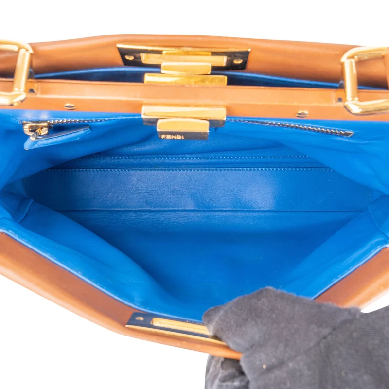 Fendi Brown Leather Peekaboo Handbag