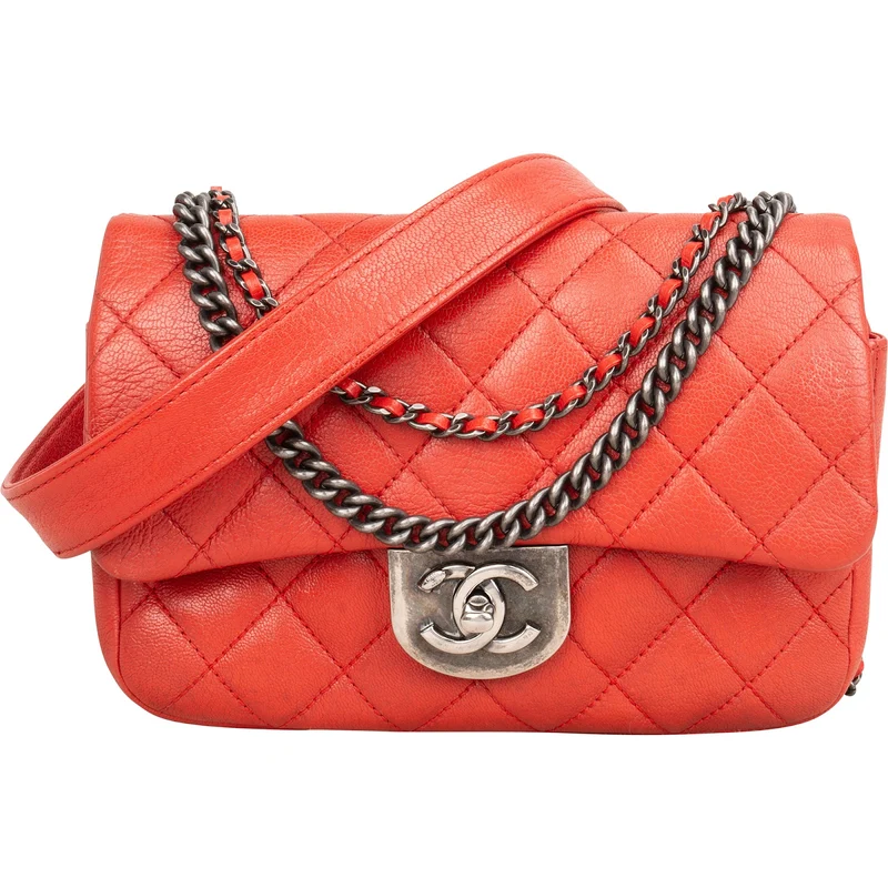 Chanel Quilted Stitched Goatskin Paris Seoul Double Carry Small Single Flap Crossbody Bag