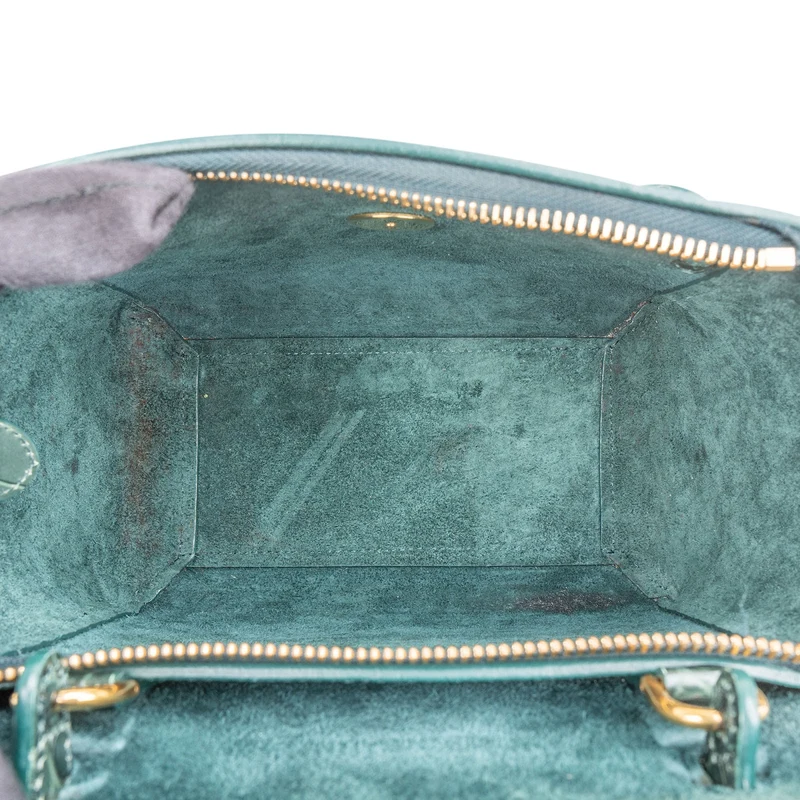 Celine Dark Green Crocodile Embossed Belt Nano Handbag