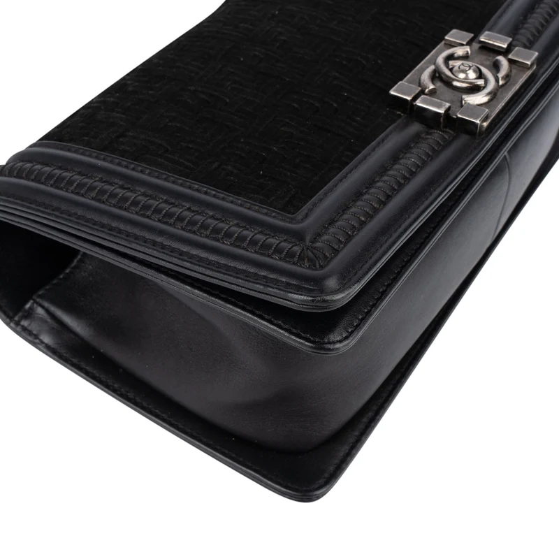 Chanel Braided Fabric Boy Single Flap Crossbody Bag