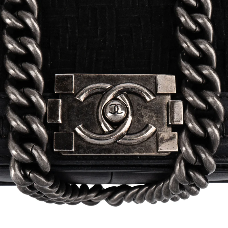 Chanel Braided Fabric Boy Single Flap Crossbody Bag