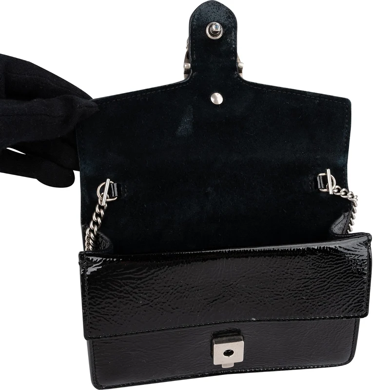 Gucci Wrinkled Patent Leather Dionysus Super Mini Crossbody Bag