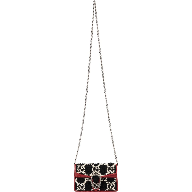 Gucci Tweed Monogram GG Dionysus Super Mini Crossbody Bag