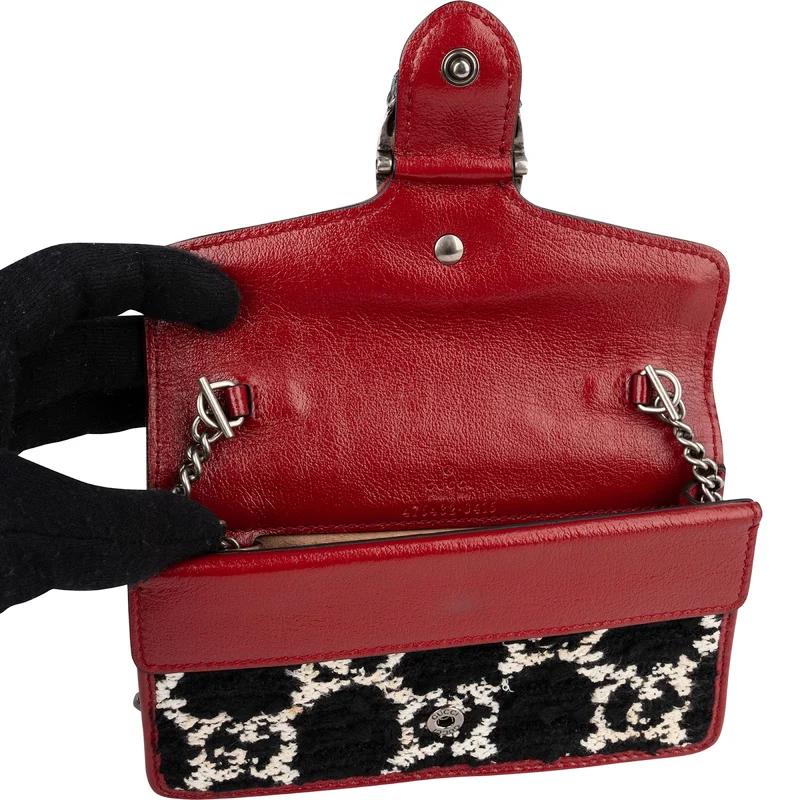 Gucci Tweed Monogram GG Dionysus Super Mini Crossbody Bag