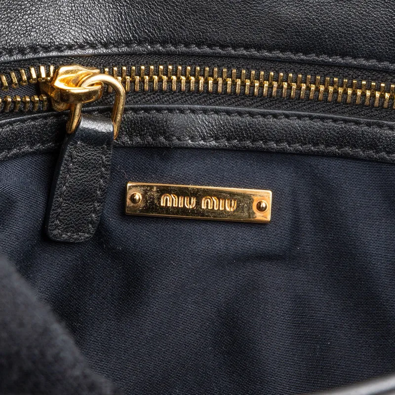 Miu Miu Quilted Leather Studded Turnlock Flap Shoulder Bag