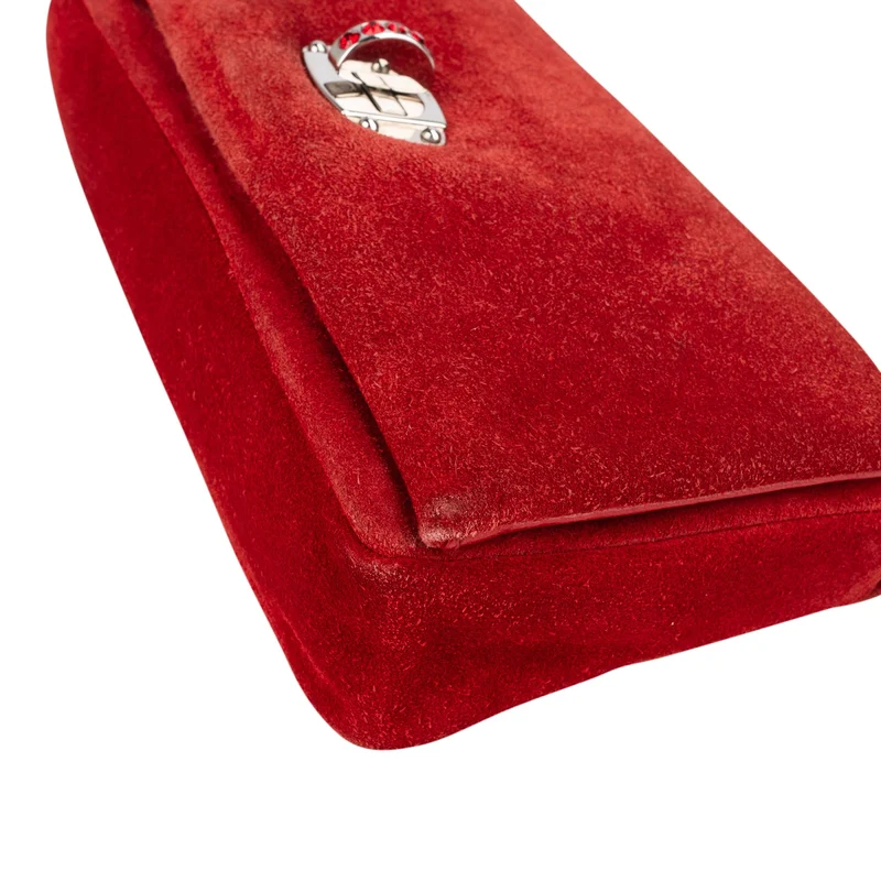 Miu Miu Red Suede Jeweled Chain Shoulder Crossbody Bag